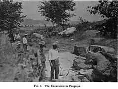 Premières fouilles pour rechercher les parties éparses du lion.