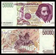 50&nbsp;000&nbsp;lires Bernini