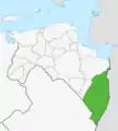 La région de la Westerwolde (en vert) telle qu'elle est définie au XIXe&nbsp;siècle.