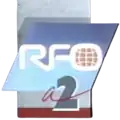 Logo commun de RFO et Antenne 2 de 1988 à 1990. Le logo incrusté est "A2", comme pour Antenne 2.
