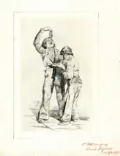 Maccaroni Eaters, de sa série Souvenir of Southern Italy (eau-forte, 1871, British Museum).