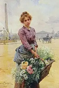 La Marchande des fleurs, place de la Concorde - Huile sur toile, 1898
