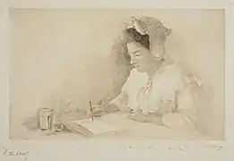 Louise Danse, Jeune fille dessinant, Bibliothèque Royale de Belgique