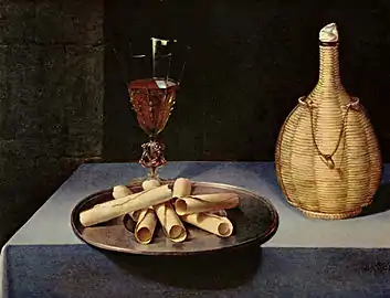 Nature morte aux gaufrettes dite aussi le plat de gaufrettes, huile sur bois, 41x52 cm, Musée du Louvre, Paris