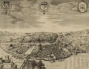 Vue de Lyon au XVIIe&nbsp;siècle.