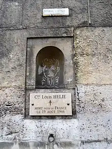 Plaque en mémoire du résistant Louis Hélié au no&nbsp;3.