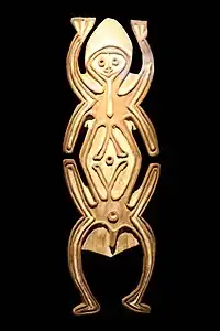 Sculpture bioma Kiwai. Bois, pigments, H. 64&nbsp;cm. Papouasie-Nouvelle-Guinée. 1850-1950