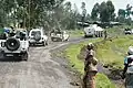 Brigade d’Intervention de la MONUSCO en patrouille sur la voie principale menant de Sake à Kibati dans la province du Nord Kivu en 2013.