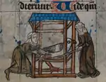 Vrouwen die een grote vogel gevangen hebben (f112v)