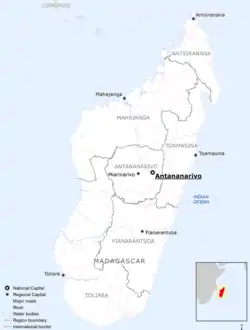 Map showing most rivers in madagascar.