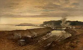 Benjamin Williams Leader : Manchester Ship Canal The Making of Eastham Dock, 1891, Gallery Oldham&nbsp;(en)