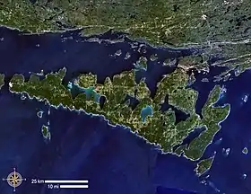Vue satellite de l'île Manitoulin.