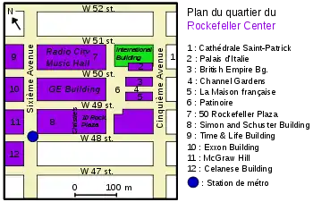 Emplacement de l'International Building au sein du Rockefeller Center.