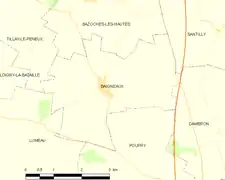 Carte de la commune de Baigneaux, 2002.