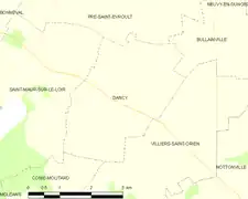 Carte de la commune de Dancy.