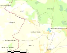 Carte de la commune de Fontaine-Simon.