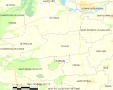 Carte de la commune de Fruncé.