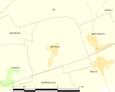 Carte de la commune de Serville.