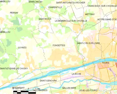 Carte représentant le territoire de communes limitrophes