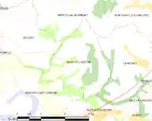 Carte montrant Saint-Sylvestre et des communes voisines.