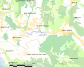 Carte montrant La Tour et les communes voisines.