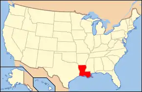 Carte montrant l'État de la Louisiane