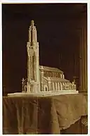 Maquette de l'église Saint-Louis de Villemomble avec le projet de clocher conçu par Paul Tournon, 1926. Archives nationales (Fontainebleau), 377 AP 209.
