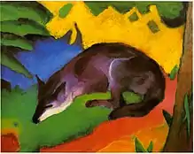 Blauschwarzer Fuchs (Le Renard bleu-noir), 1911, huile sur toile (63,5&nbsp;×&nbsp;50&nbsp;cm), Von der Heydt Museum (Wuppertal).