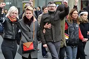 Une partie de l'équipe de Charlie Hebdo, dont les dessinateurs Luz et Coco et la journaliste Sigolène Vinson.