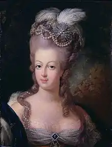 La reine Marie-Antoinette en 1775 à 20 ans, portant une perruque de style Pouf