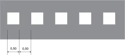 Marquage au sol de la position d'un cédez-le-passage aux intersections non munies de feu. Il est composé d'une succession de carrés blancs placés à intervalles réguliers.