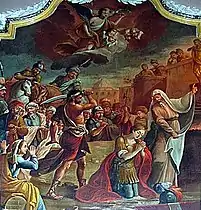 Le Martyre de Saint Second, détail d'une peinture de la collégiale Saint-Second d'Asti (XIXe&nbsp;siècle).