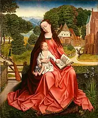 La Vierge à l'Enfant dans un paysage du Minneapolis Institute of Arts, attribuée à Aert van den Bossche ou le Maître au feuillage en broderie.