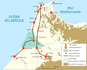 Villes et voies de circulation en Maurétanie tingitane
