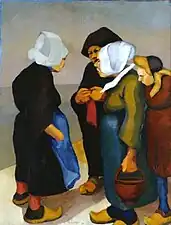 Femmes du Cap Sizun en conversation (1922), huile sur papier marouflé sur toile, 118&nbsp;×&nbsp;89&nbsp;cm.