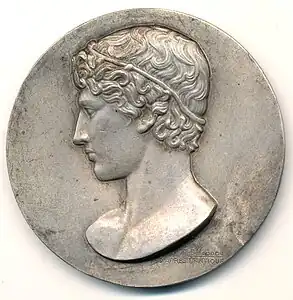 Médaille d'après l'Antique, bronze argenté, 50&nbsp;mm.