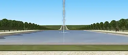 Restitution de la vue depuis le Grand Carré vers le Tapis vert, XVIIe&nbsp;siècle.