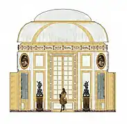 Restitution de la coupe du Salon des Albane de Meudon, paroi nord.