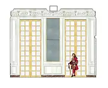 Schéma de la paroi sud de la chambre du duc de Bourgogne à Meudon, vers 1702.