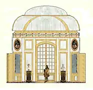 Restitution de la coupe du Salon des Albane de Meudon, paroi sud.
