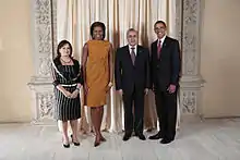 De gauche à droite : Wafaa Sleiman, Michelle Obama, Michel Sleiman et Barack Obama (en septembre 2009).