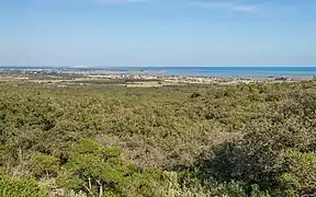 Vue de Mireval depuis la montagne de La Gardiole en 2014.