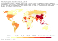 Plastique non recyclé (ou absence de collecte) libéré dans l'environnement. En millions de tonnes par an.