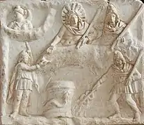Le banquet de Mithra et de Sol, bas-relief de Fiano Romano, IIe – IIIe siècle. Musée du Louvre.