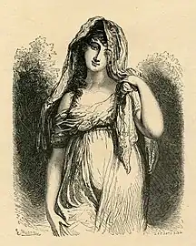 Juliette Récamier par E. Moreau d'après Richard Cosway, XIXe&nbsp;siècle, gravure.