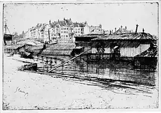 La Marine à Lagny (vers 1910), eau-forte.