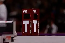 Chronomètre de temps mort au tennis de table.