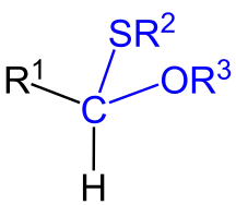 Formule générale d'un thioacétal.