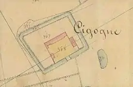 Extrait d'une carte ancienne en couleurs