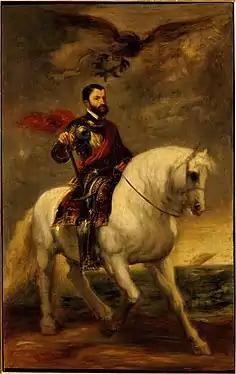 Portrait équestre de Charles Quint, copie d'après Van Dyck (1859), Paris, musée Gustave-Moreau.